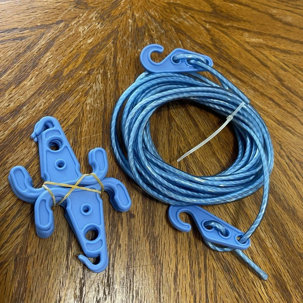 Washing Line 8 Hanging Hooks & 16.4ft Clotheline Windproof Pegs Clothing Secured